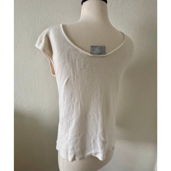 Dusan Italy White Knit Top Women’s Size L Cotton Cashmere Blend Minimalist - Picture 8 of 10
